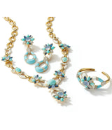 Asheville Earrings, Light Blue Enamel, Turquoise, Diamonds