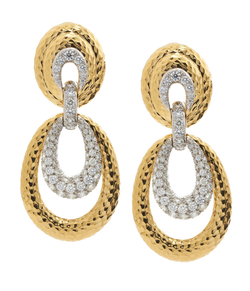Astor Earrings, Hammered 18K Gold