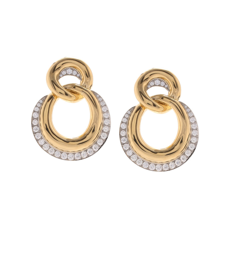 Double Link Earrings, Polished 18K Gold