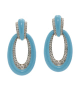Long Hoop Earrings, Light Blue Enamel