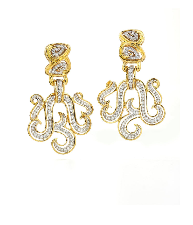 Scroll Earrings, Diamonds