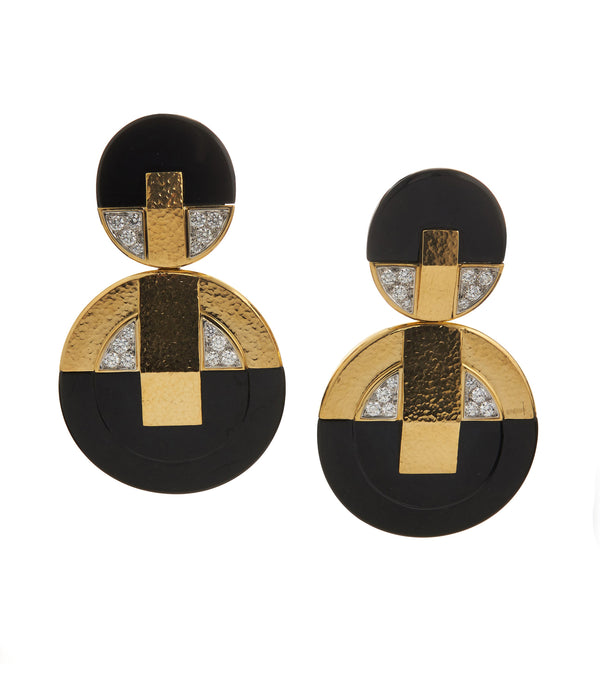 Discus Earrings, Black Onyx