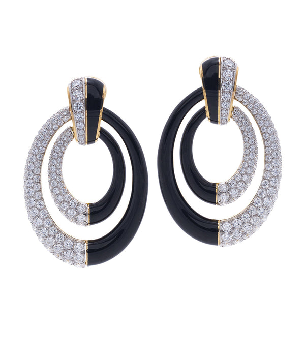 Persephone Earrings, Black Enamel