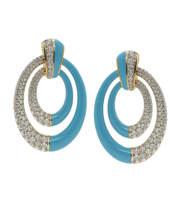Persephone Earrings, Light Blue Enamel