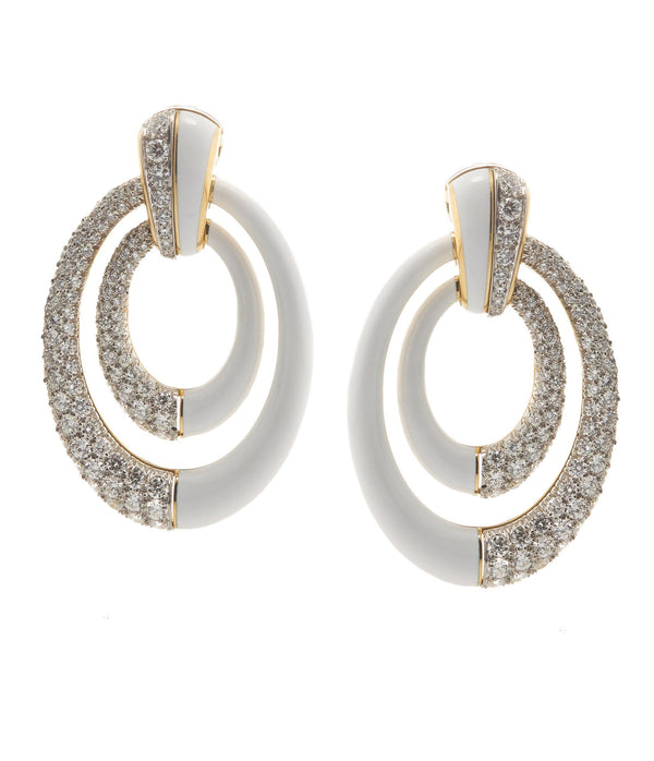 Persephone Earrings, White Enamel