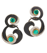 David Webb - Manhattan Minimalism - Ink Scroll Earrings