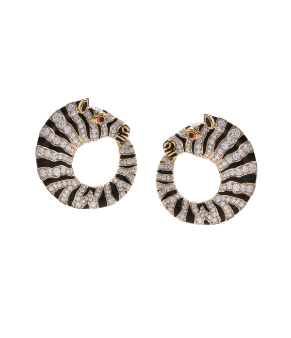 Diamond Round Zebra Earrings