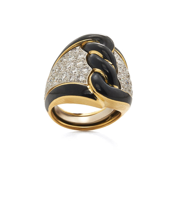 Rope Ring, Black Enamel