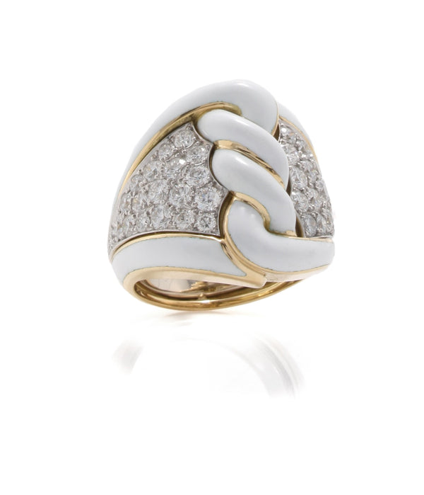 Rope Ring, White Enamel