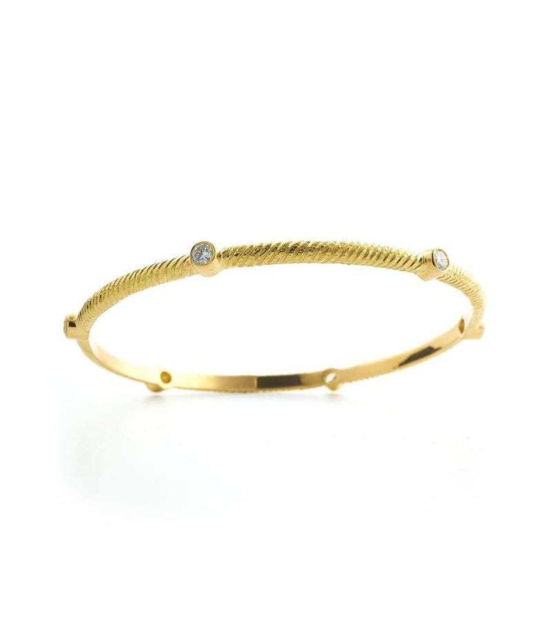 Textured Gold Bangle with Diamonds | David Webb New York