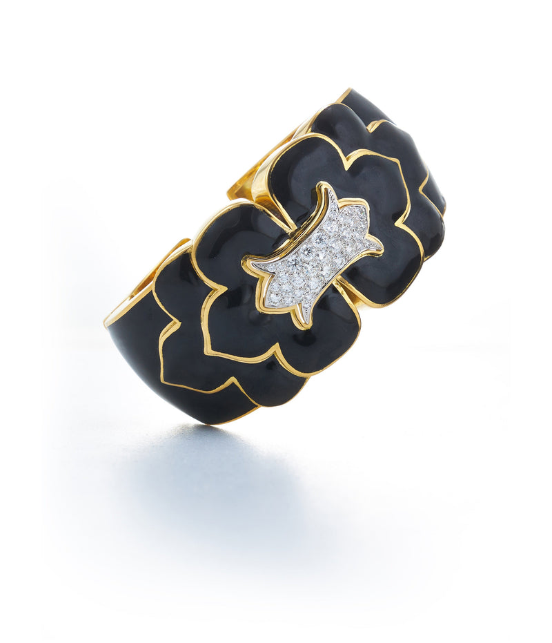 Trefoil Cuff, Black Enamel