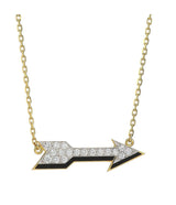 Arrow Necklace, Black Enamel