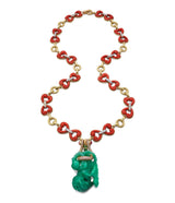 Jade Gourd Pendant and Coral Necklace