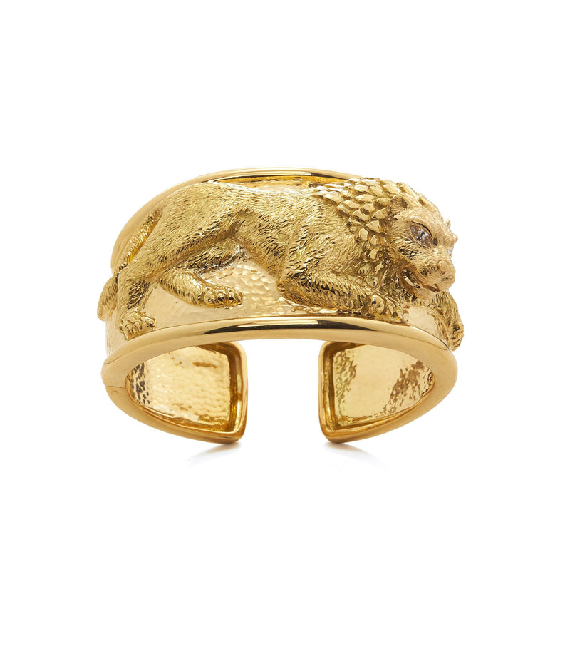 Repoussé Lion Cuff, Diamonds