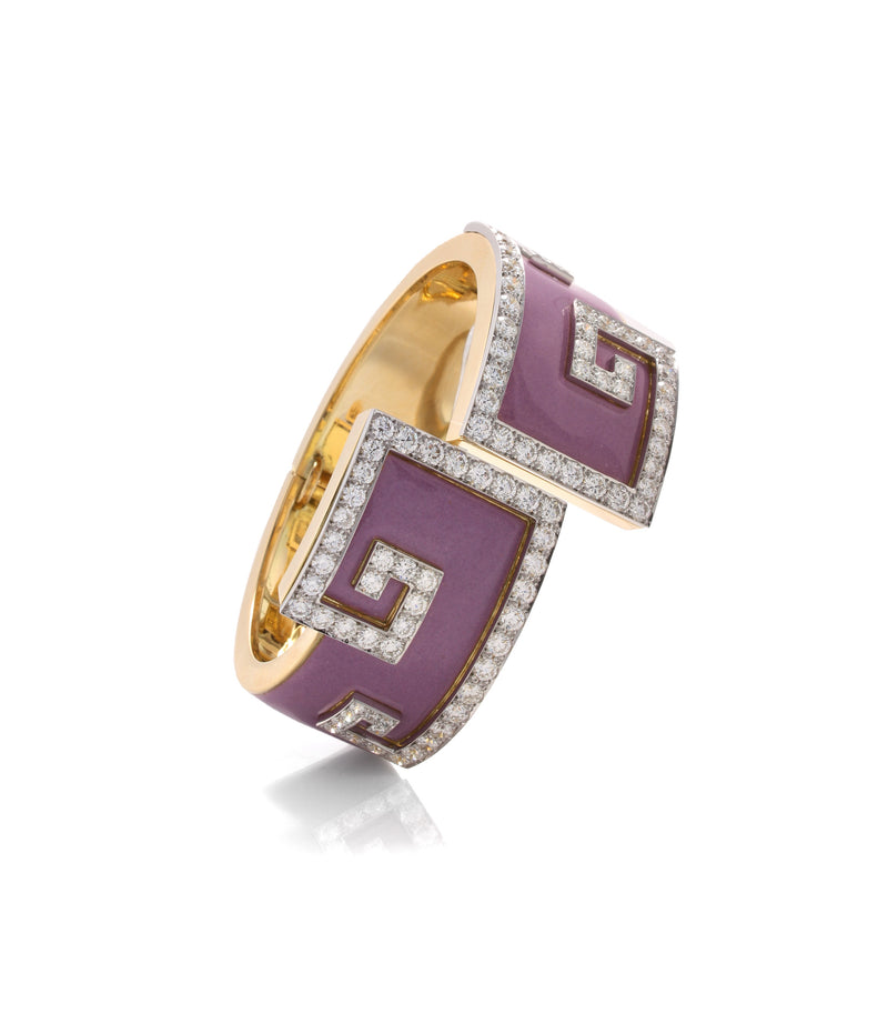 Scroll Cuff, Pink Enamel
