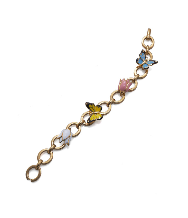 Butterfly and Tulip Link Bracelet