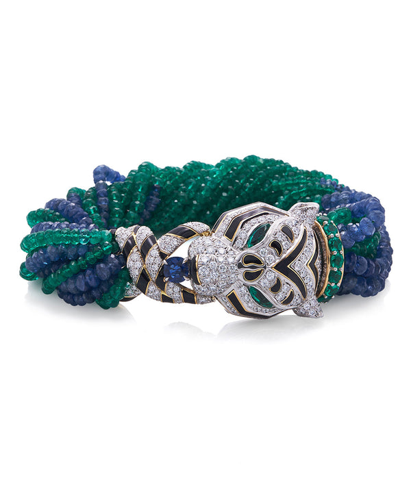 Tiger Bracelet with Emerald Collar