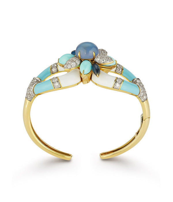Asheville Bracelet, Light Blue Enamel, Turquoise, Diamonds