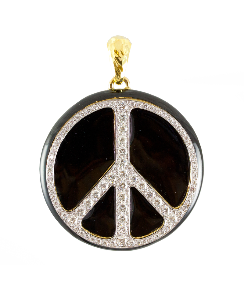 Peace Sign Stone Inlay Necklace – Hippie Shop