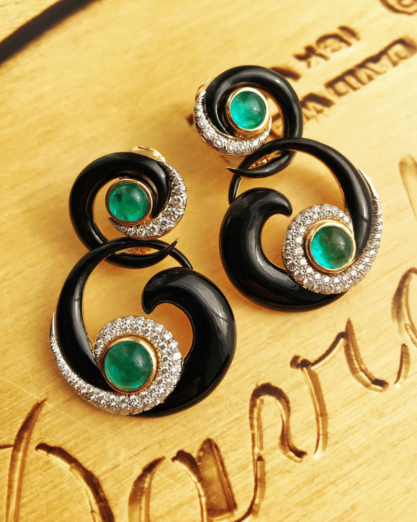 Ink Scroll Earrings-Earrings-David Webb-IS267-David Webb