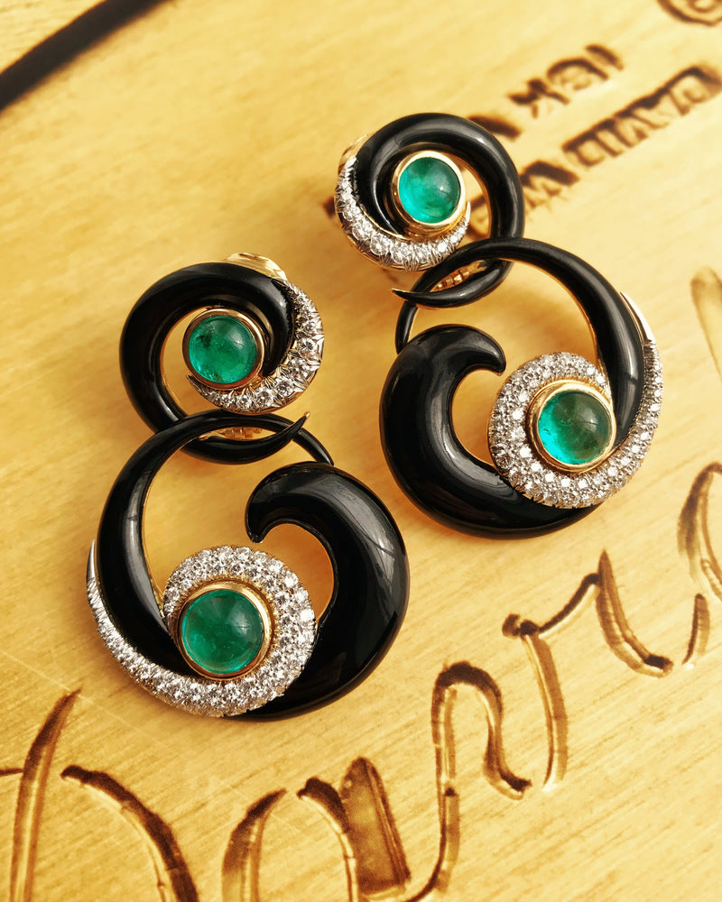 Ink Scroll Earrings-Earrings-David Webb-IS267-David Webb