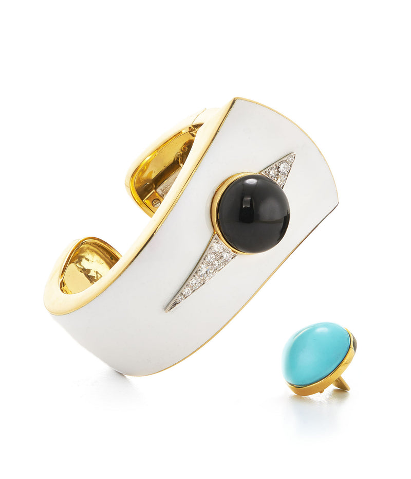 Button Cuff, White Enamel