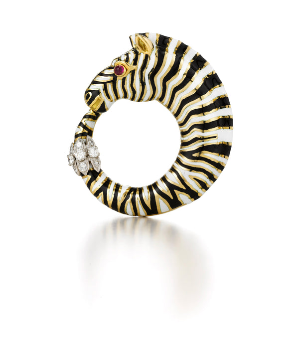 Zebra Circle Brooch