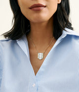 Shield Necklace, White Enamel