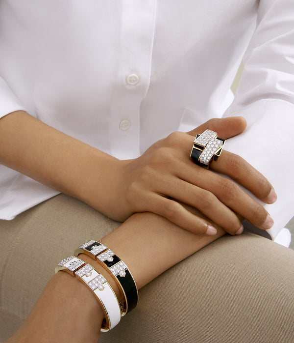 Ski Slope Ring, Black Enamel