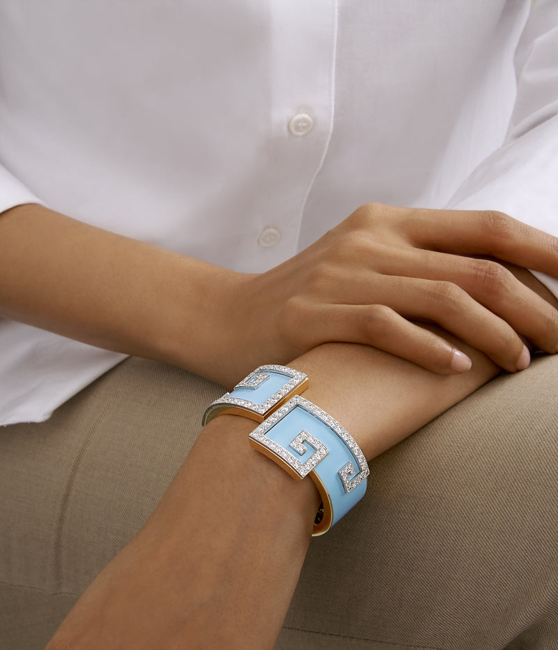 Scroll Cuff, Blue Enamel