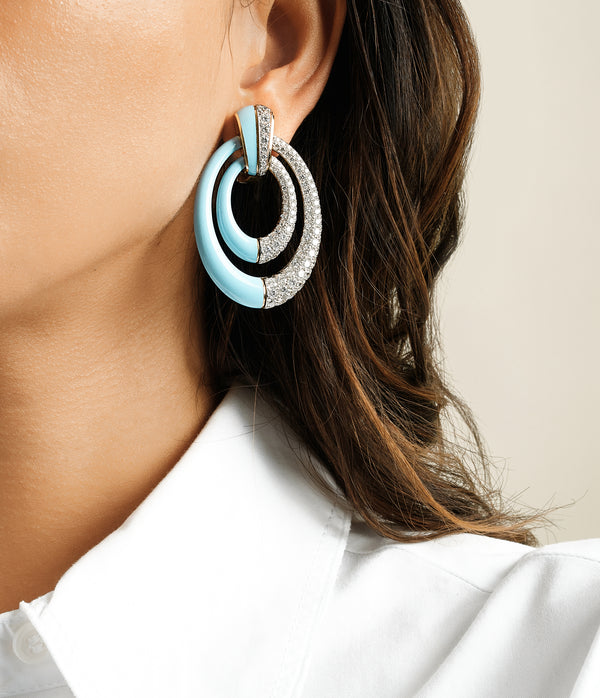 Persephone Earrings, Light Blue Enamel