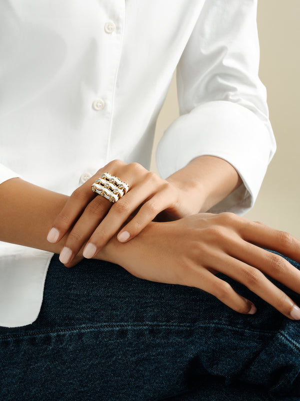 Wave Ring, White Enamel