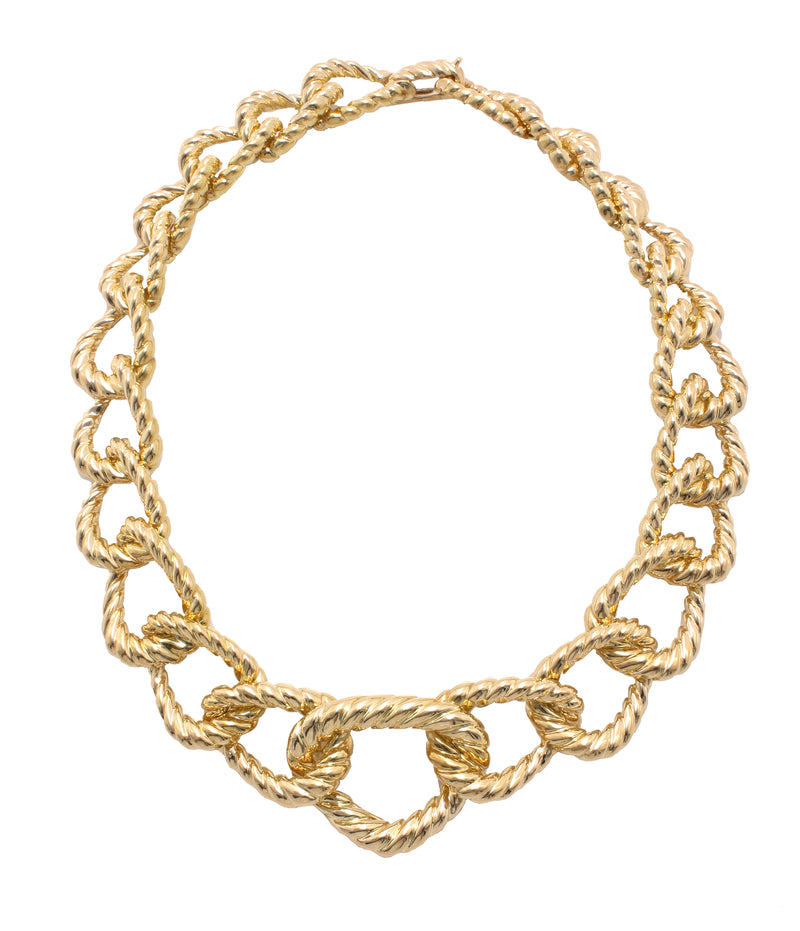 Polished Gold Graduating Rope Link Necklace | David Webb New York