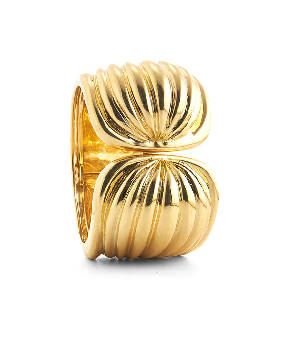 Scallop Cuff, Polished 18K Gold