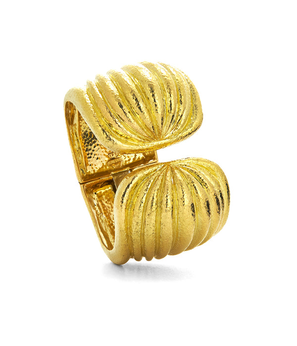 Scallop Cuff, Hammered 18K Gold