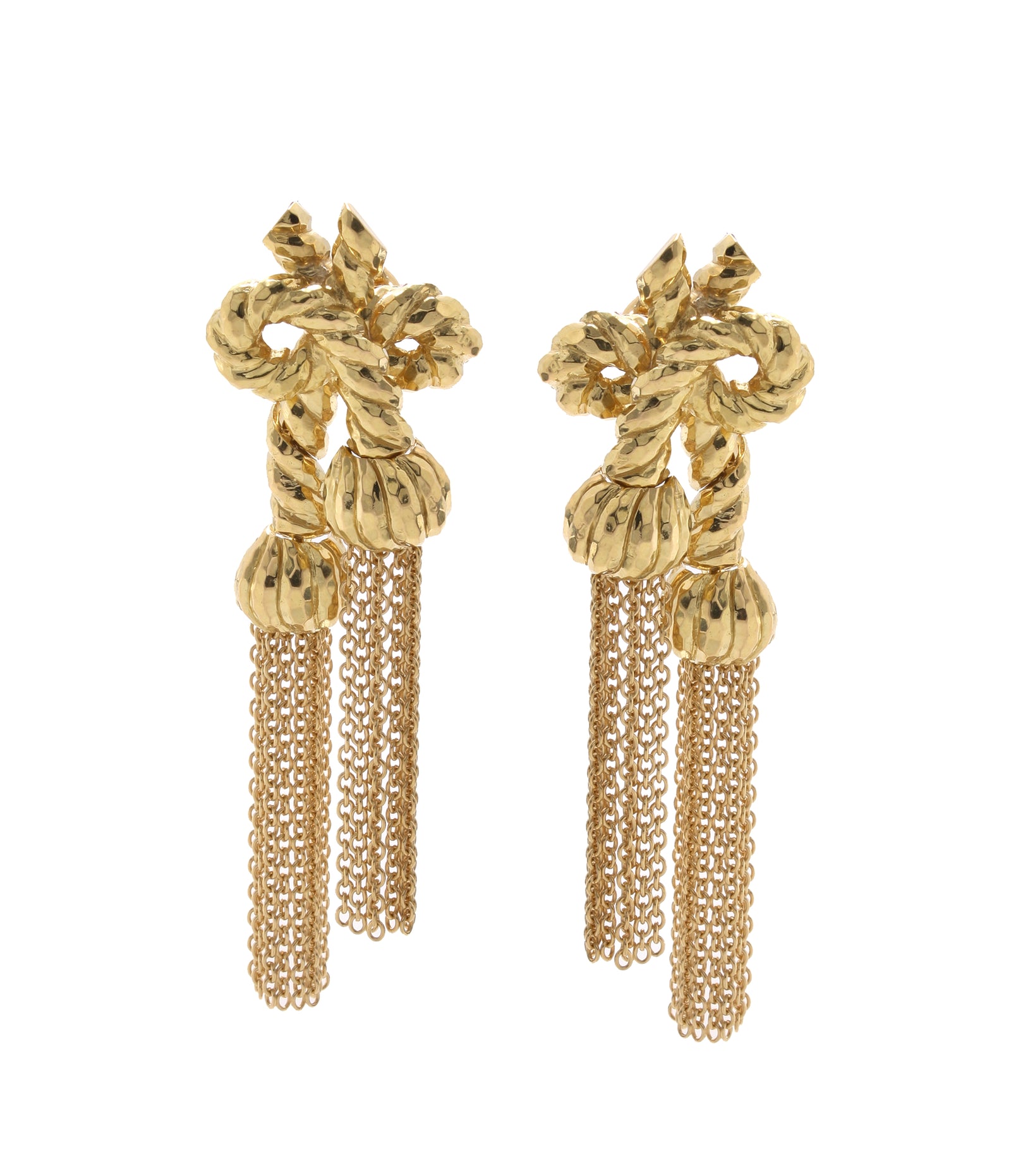 Boucles D’oreilles Longues à Franges Dorées Avec Pierres - Neuf Avec étiquettes, Style Statement