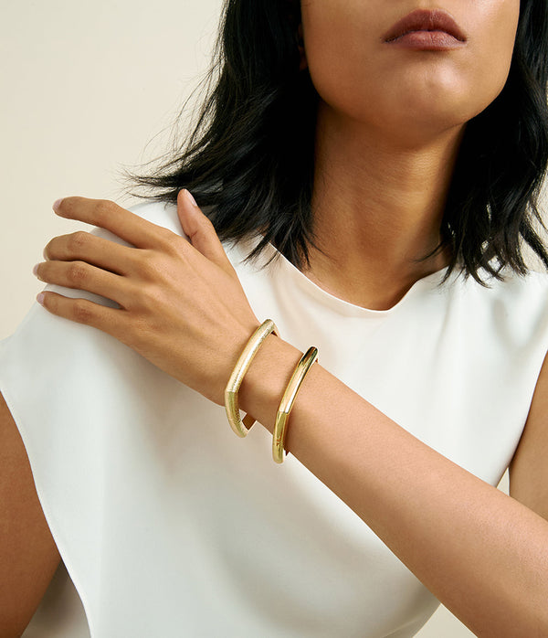 Large Quad Bangle, Polished 18K Gold