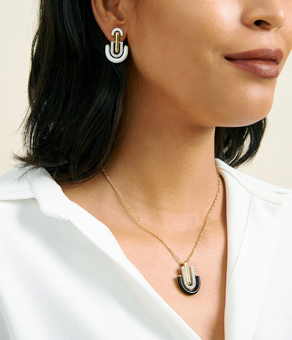 Unity Earrings, White Enamel