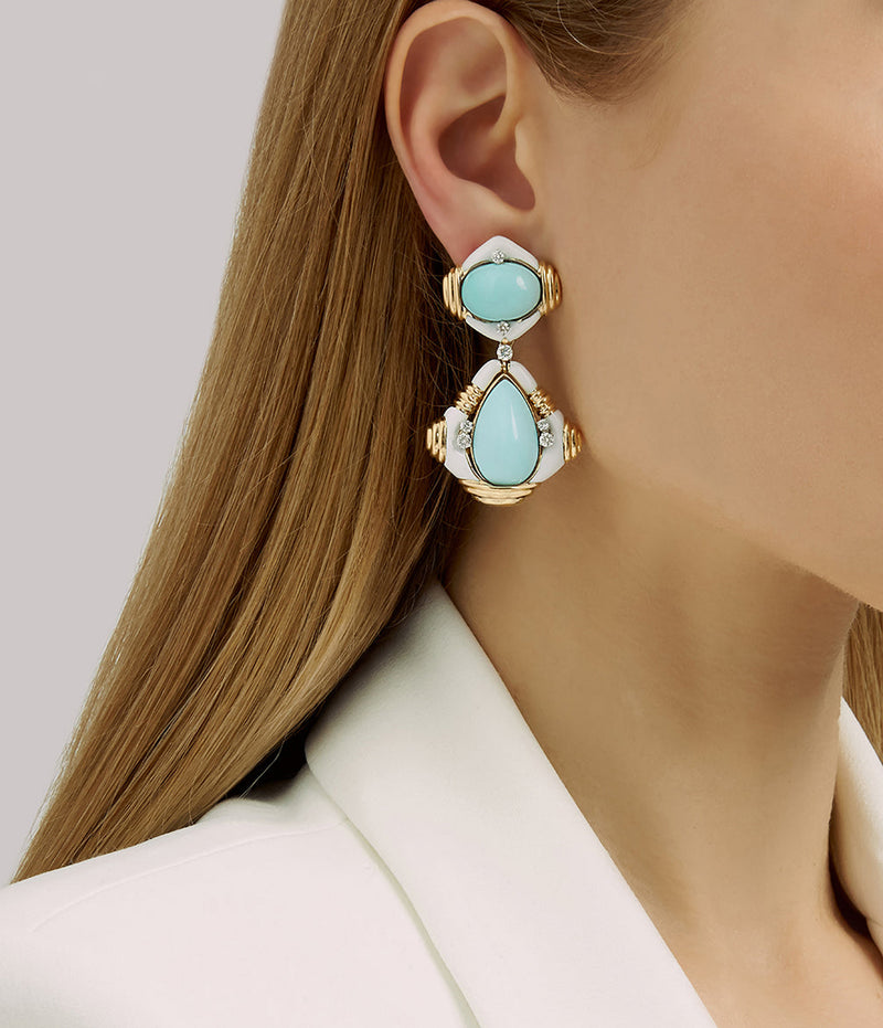 Radio Earrings, Turquoise