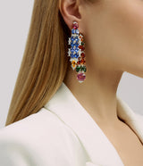 Streamer Earrings, Rubellite, Sapphire, Tourmaline, Citrine
