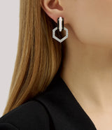 Stella Stripe Earrings, Black and White Enamel