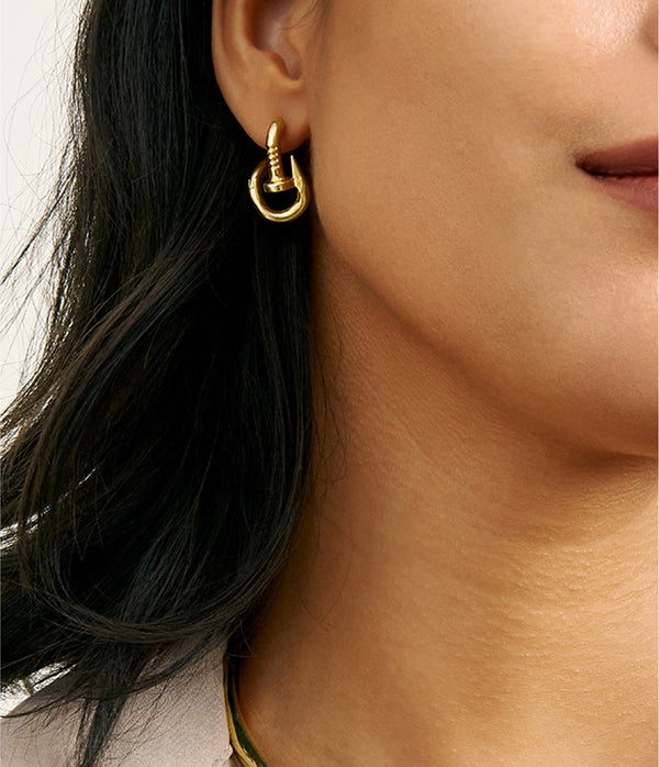 Bent Nail Earrings, Polished 18K Gold