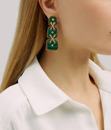 Cross Stitch Earrings, Malachite