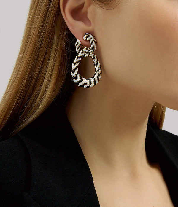 Zebra Stripe Double Hoop Earrings