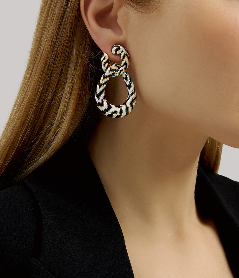 Zebra Stripe Double Hoop Earrings