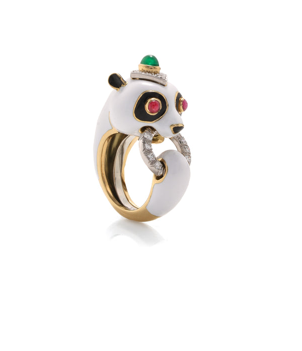 Panda Ring, Emerald