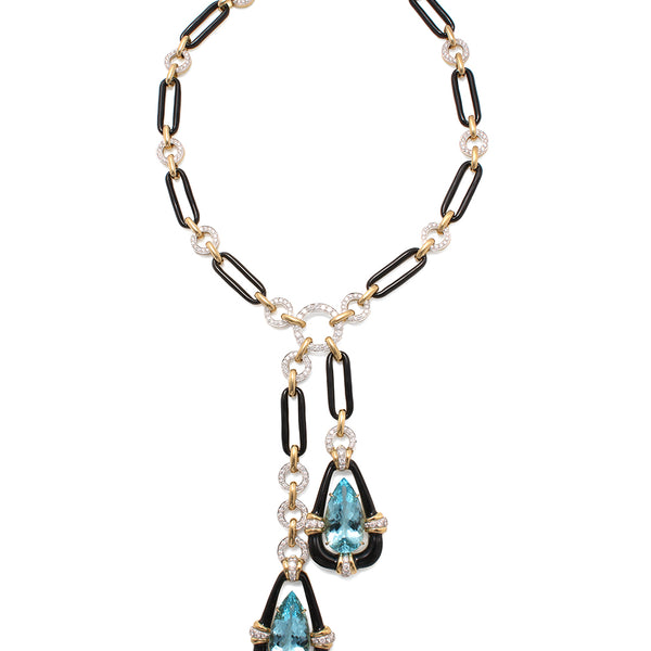 Paper Clip Necklace with Dual Drops | David Webb New York