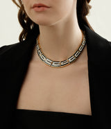 Parthenon Necklace, Black Enamel