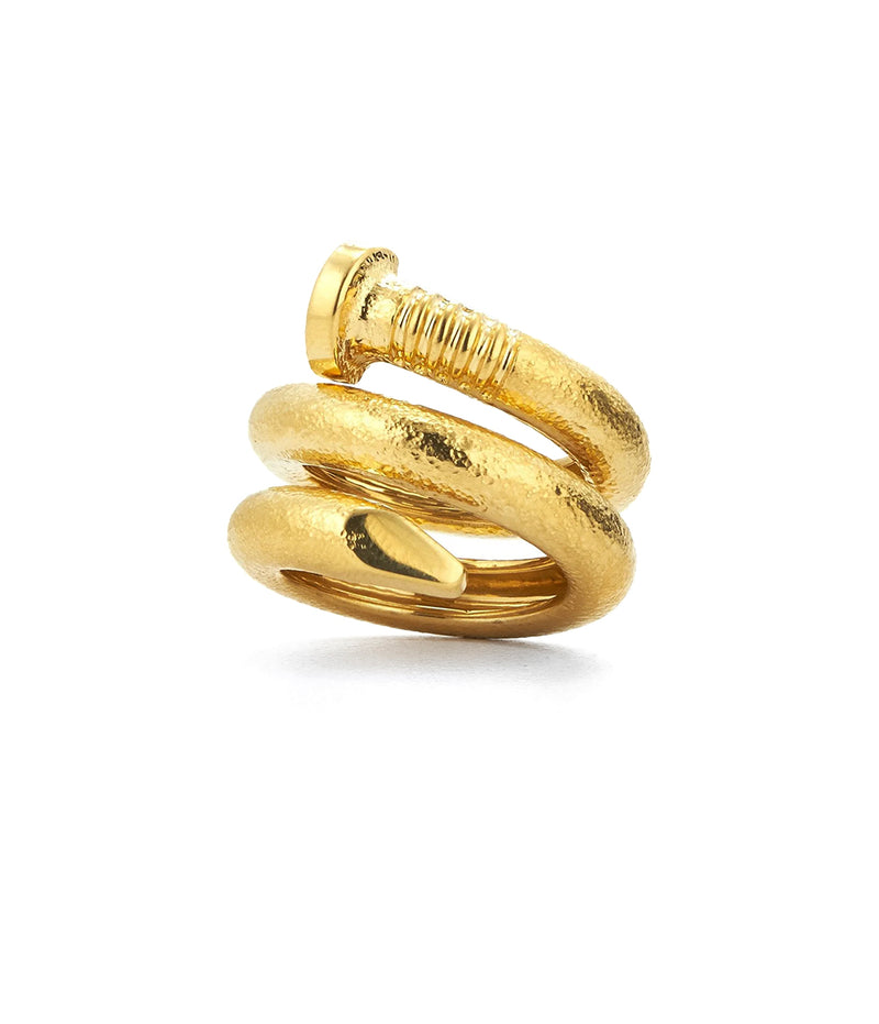 Nail Ring, Hammered 18K Gold