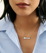 Arrow Necklace, White Enamel